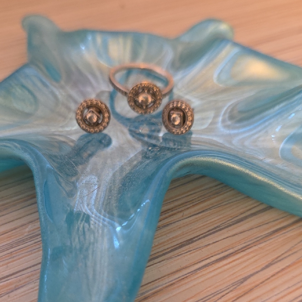 Gold Ring and Earring Set
